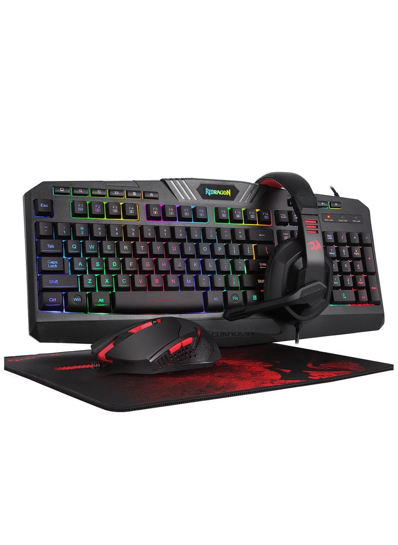 REDRAGON - Redragon 4in1 combo: K503A-RGB+M601+H120+P016,with adapter - Image 1