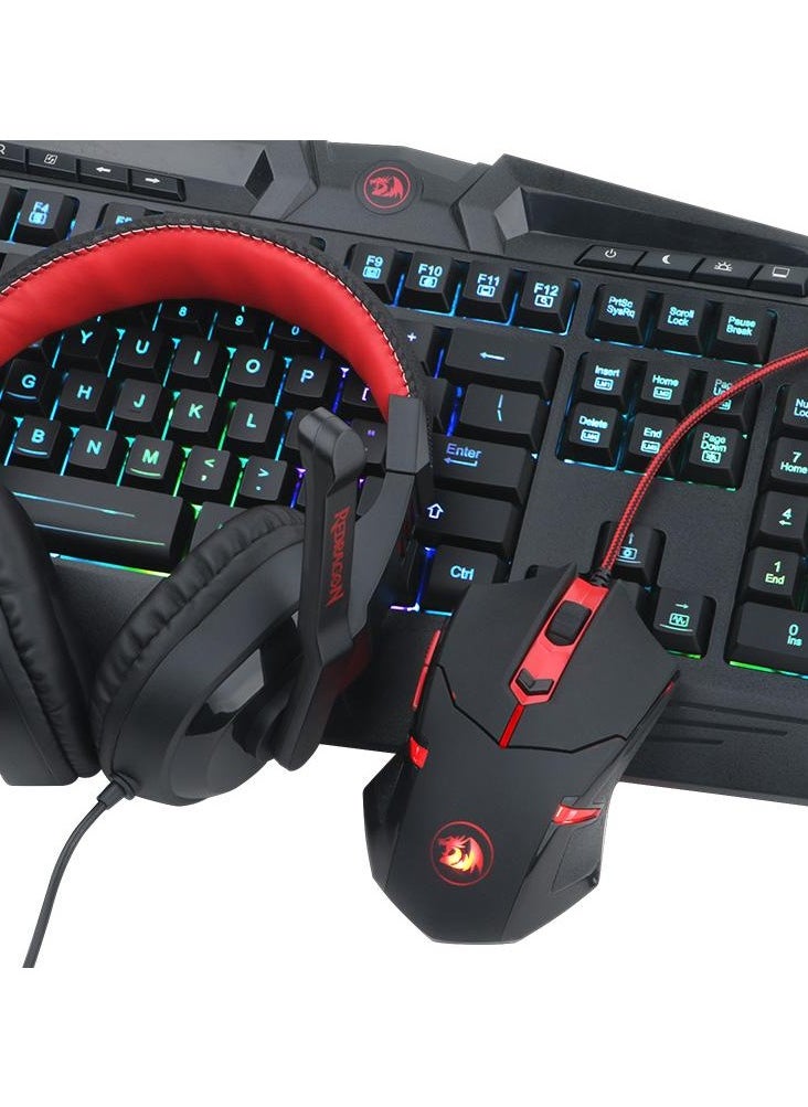 REDRAGON - Redragon 4in1 combo: K503A-RGB+M601+H120+P016,with adapter - Image 1