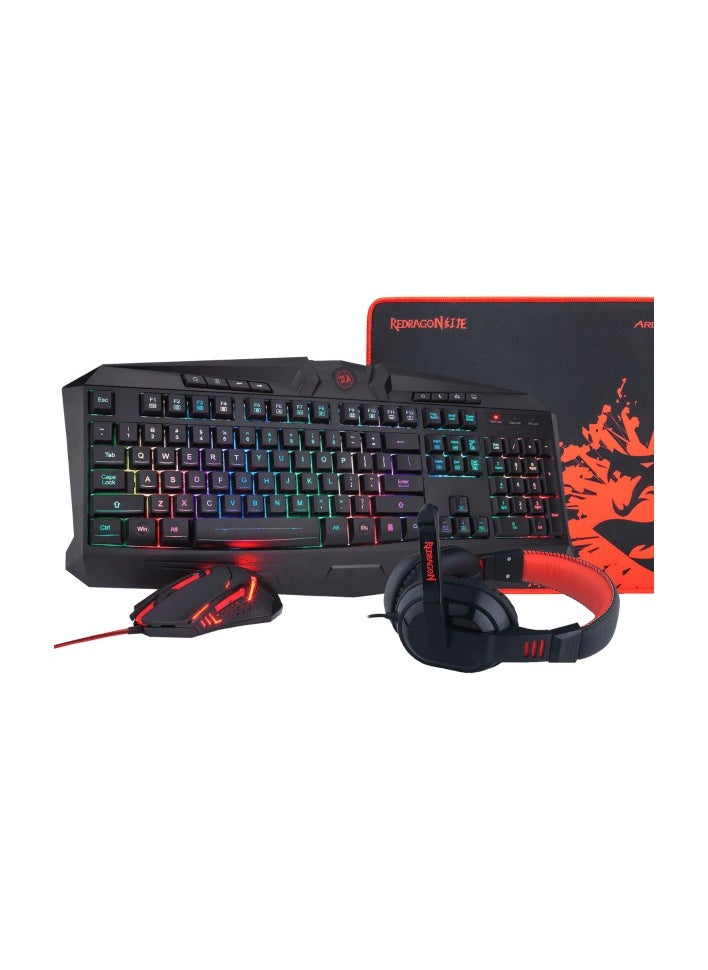 REDRAGON - Redragon 4in1 combo: K503A-RGB+M601+H120+P016,with adapter - Image 1