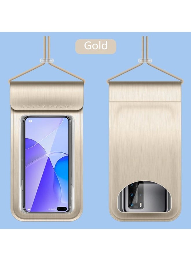 Golden Waterproof bag mobile phone box, dry phone bag, IPX8 floating waterproof mobile phone bag, adjustable lanyard, compatible with all models within 7.2 inches (KY-PU001)  - Image 1