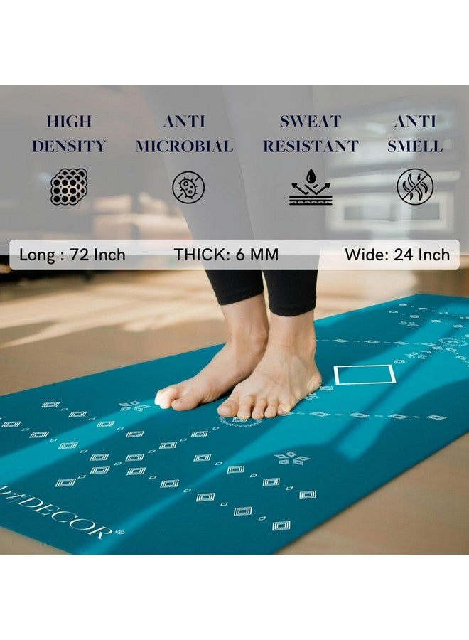 ThinkArtDecor Think Art Decor Alignment Yoga Mat for Women, Men, Kids, 6mm Thick TPE Mat with Strap, Dual textured for Anti-Slip, Durable Exercise Mat for Home Workout, Gym*, Meditation (24X72 inch, Ocean Blue) - Image 2
