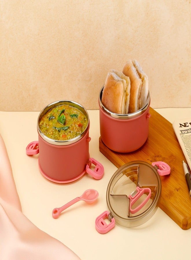 NL TRADERS Lunch Box with Plastic Cutlery,2 Microwave Safe Inner Steel Containers,Lunch Box for Office use,Tiffin Box - Multicolor (600 ml) - Image 5
