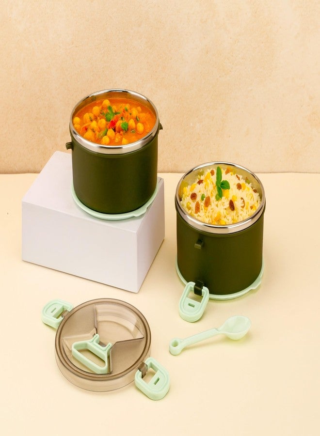 NL TRADERS Lunch Box with Plastic Cutlery,2 Microwave Safe Inner Steel Containers,Lunch Box for Office use,Tiffin Box - Multicolor (600 ml) - Image 1