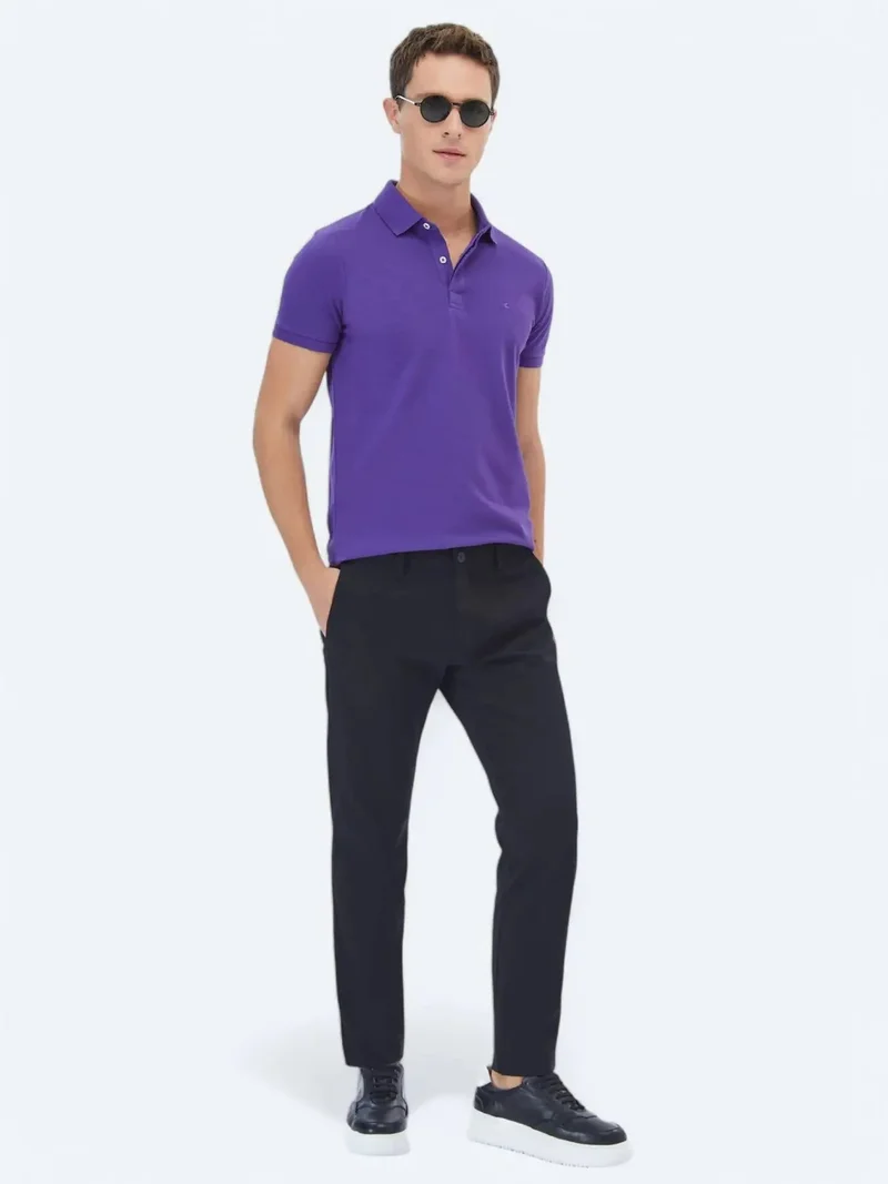 Kip Black Weaving Regular Fit Casual Cotton Blended Trousers