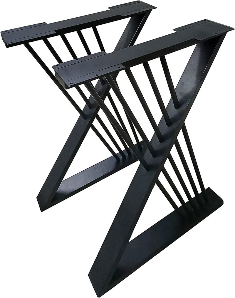 Ventuos 28 18 inch Metal TableDesk Legs Heavy Duty Desk Legs DIY Furniture Legs for Dining TableOffice Desk Legs Set of 2 Black X Shape_2006X - Image 1