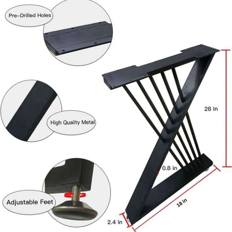 Ventuos 28 18 inch Metal TableDesk Legs Heavy Duty Desk Legs DIY Furniture Legs for Dining TableOffice Desk Legs Set of 2 Black X Shape_2006X - Image 4