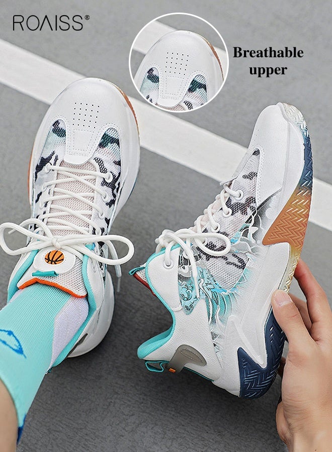 رويس Men Stylish High Top Sneakers, Lightweight Breathable Trainers for Men, Lace up Non Slip Sports Shoes, Shock Absorbing Basketball Shoes with Soft Lining, Suitable for Daily Wear, Running and Outdoor Activities - Image 2