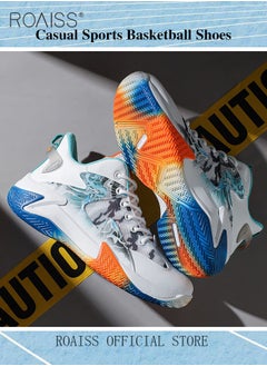 roaiss Mens High Top Basketball Shoes Flyknit Mesh Breathable Upper Colour Blocking Athletic Shoes Men Fashions Lightweight Comfortable Sports Shoes Non-slip Wear-Resistant Thick Sole Sneakers Multicolour  - Image 4