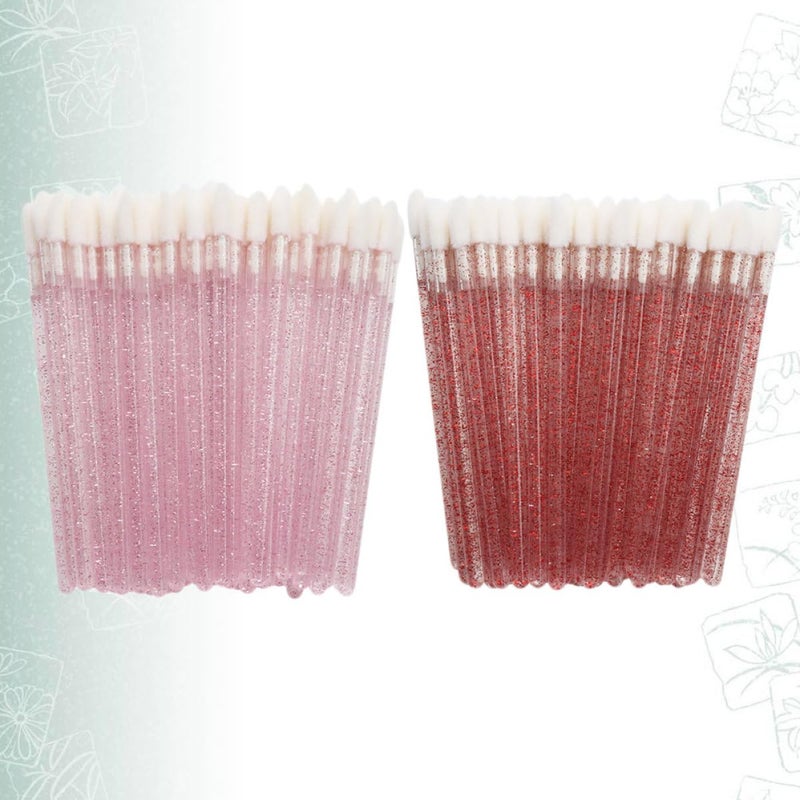 100 Pcs Disposable Lip Brush Applicators with Crystal Handles, Plastic Lipstick Brushes in Red and Pink, Portable Makeup Tools for Lipstick and Lip Gloss Application - Image 3