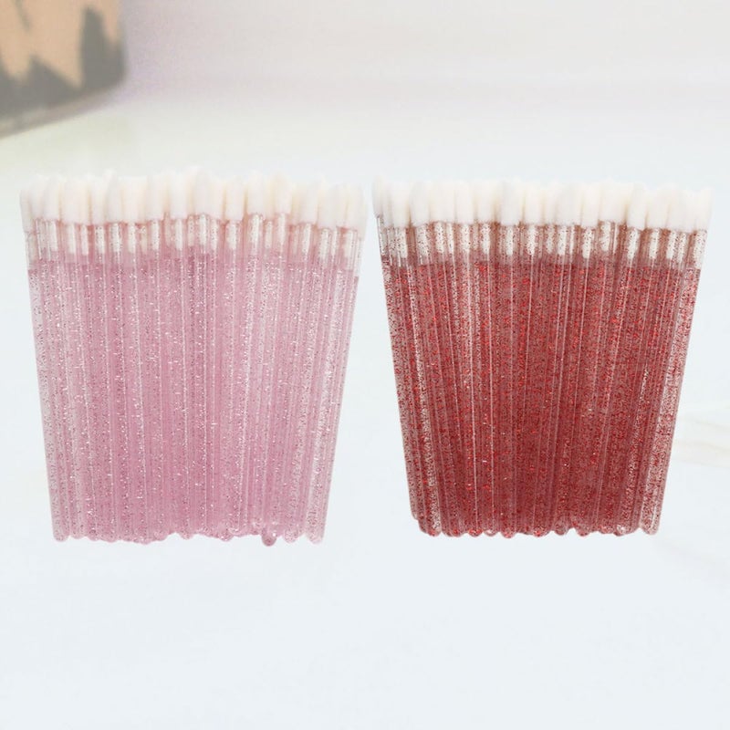 100 Pcs Disposable Lip Brush Applicators with Crystal Handles, Plastic Lipstick Brushes in Red and Pink, Portable Makeup Tools for Lipstick and Lip Gloss Application - Image 5