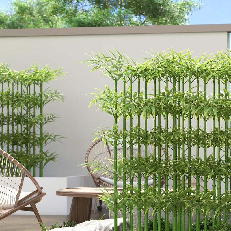 GOOFCXO 5ft Fake Bamboo Plant 10 Pack, Artificial Privacy Plants Indoor Outdoor Faux Bamboo Plant Privacy Trees with Silk Leaves for Garden Fence Courtyard Entrance (5ft / 150cm) - Image 2