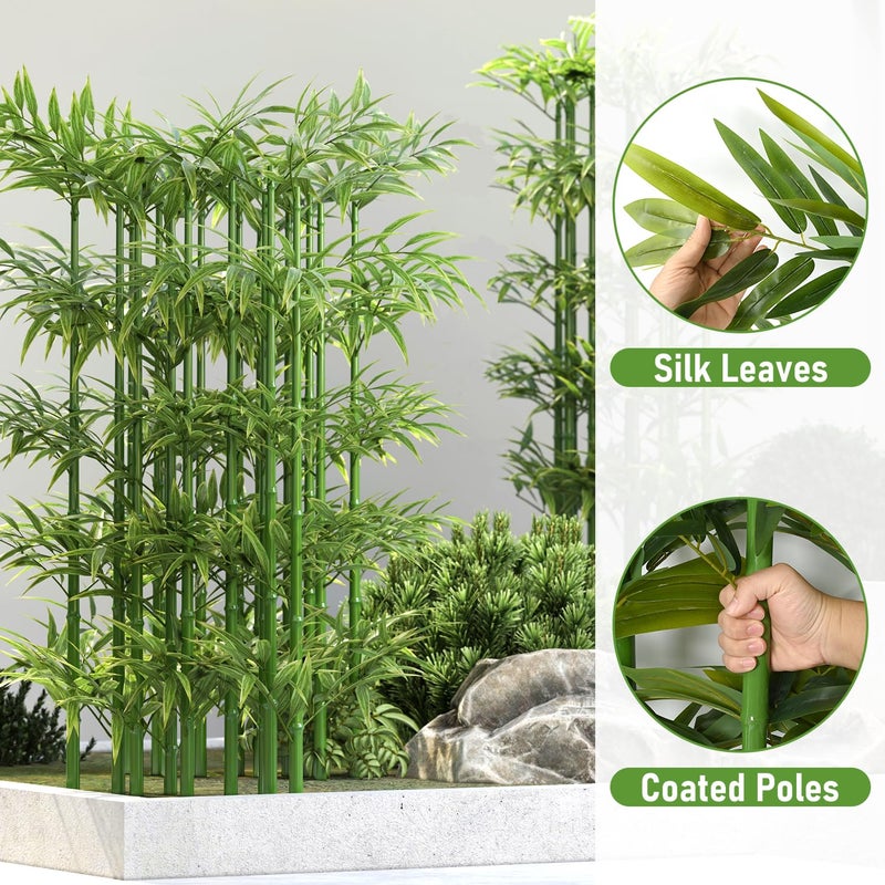 GOOFCXO 5ft Fake Bamboo Plant 10 Pack, Artificial Privacy Plants Indoor Outdoor Faux Bamboo Plant Privacy Trees with Silk Leaves for Garden Fence Courtyard Entrance (5ft / 150cm) - Image 3