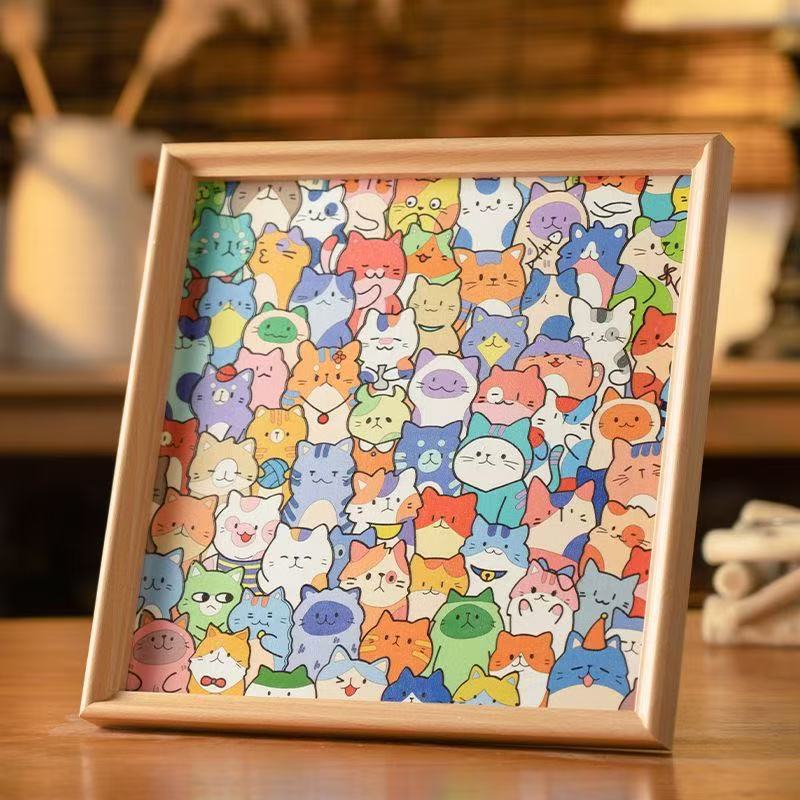 DIY Paintable Puzzle with Frame 30x30 cm - Kuromi Cat Design - Image 1