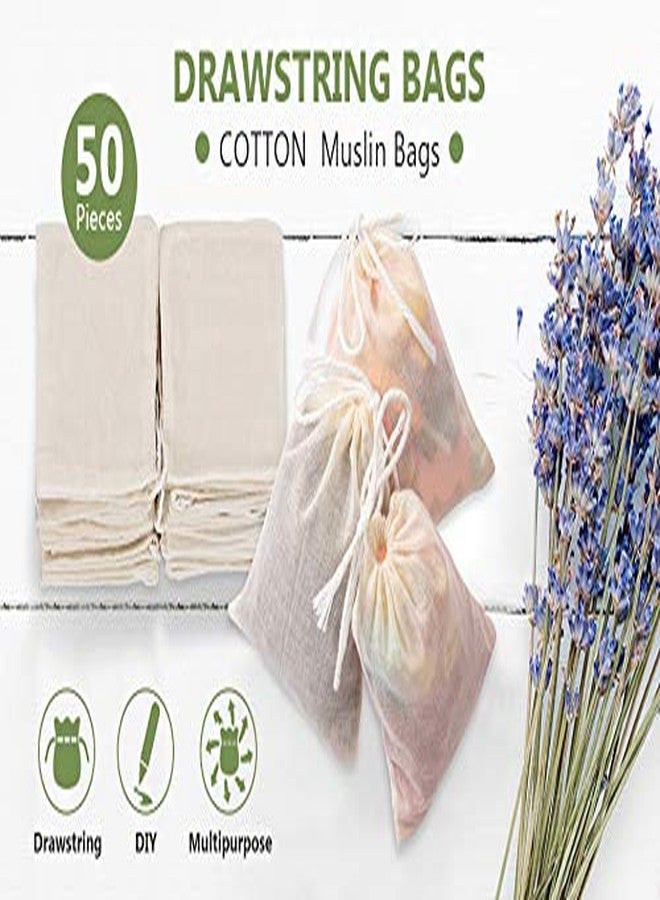 NJ OVERSEAS NJ Drawstring Bags Muslin Bag Sachet Bag, Coin Pouch, Pouch for Wedding Party, Jewellery Bag, Gift wrap Pack Bag, Cotton Bag, Travel Bag, Cosmetic Bag (4x5 Inches) (50) - Image 3