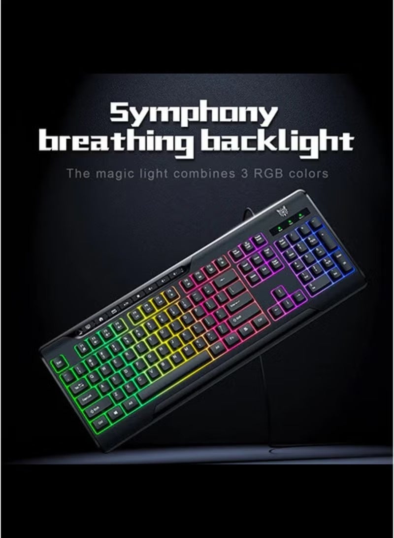 ONIKUMA TZ5006 5-in-1 RGB Wired Mechanical Gaming Combo Set - Keyboard, Mouse, Headset, Stand & Mousepad, Black - Image 3