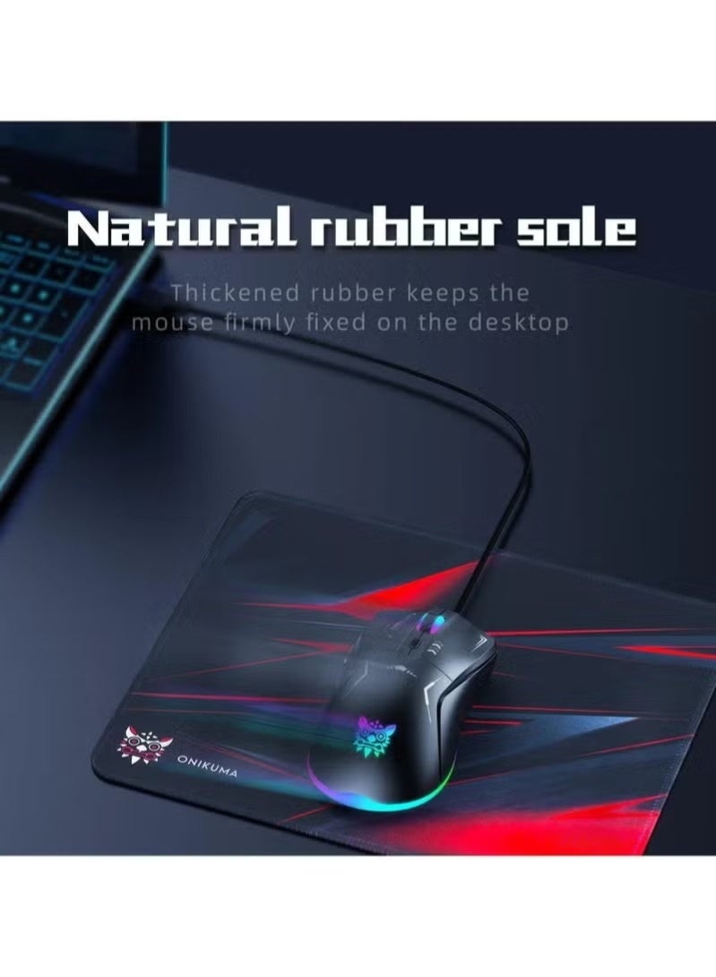 ONIKUMA TZ5006 5-in-1 RGB Wired Mechanical Gaming Combo Set - Keyboard, Mouse, Headset, Stand & Mousepad, Black - Image 5