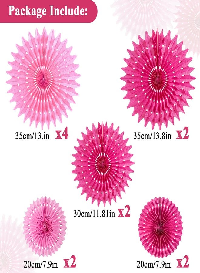 SUNBEAUTY Pack of 12 Hanging Honeycomb Paper Fans Hot Pink Party Decoration Fuchsia Pink Paper Decoration for Birthday Wedding Graduation Events Accessories - Image 2