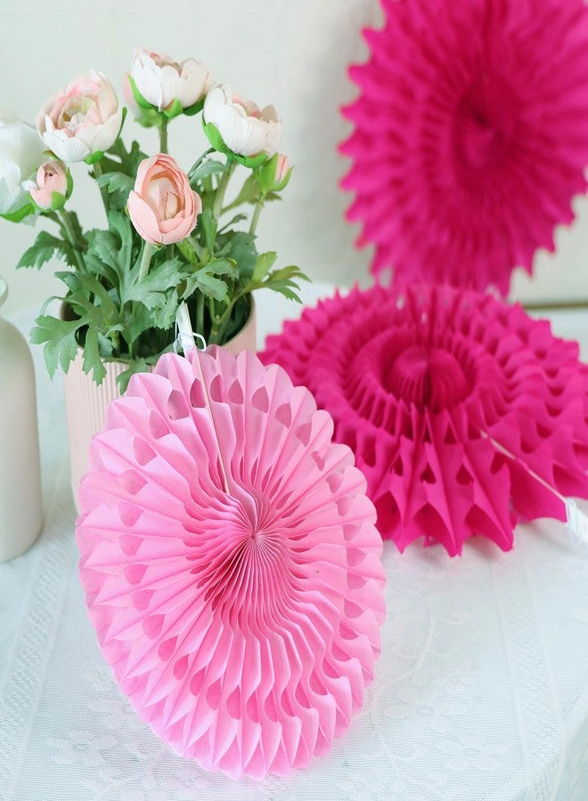 SUNBEAUTY Pack of 12 Hanging Honeycomb Paper Fans Hot Pink Party Decoration Fuchsia Pink Paper Decoration for Birthday Wedding Graduation Events Accessories - Image 4