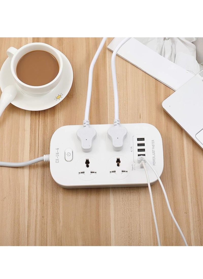 TYCOM - Tycom Power Strip Surge Protector with USB- Extension Cord Flat Plug with Widely 4 AC Outlet and 5 USB + 1 PD port, Small Desktop Station with 6 ft Power Cord, Compact Socket - Image 1