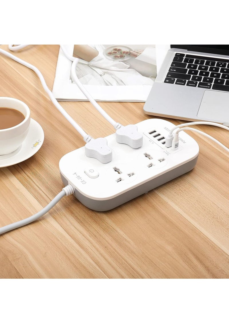 TYCOM - Tycom Power Strip Surge Protector with USB- Extension Cord Flat Plug with Widely 4 AC Outlet and 5 USB + 1 PD port, Small Desktop Station with 6 ft Power Cord, Compact Socket - Image 1