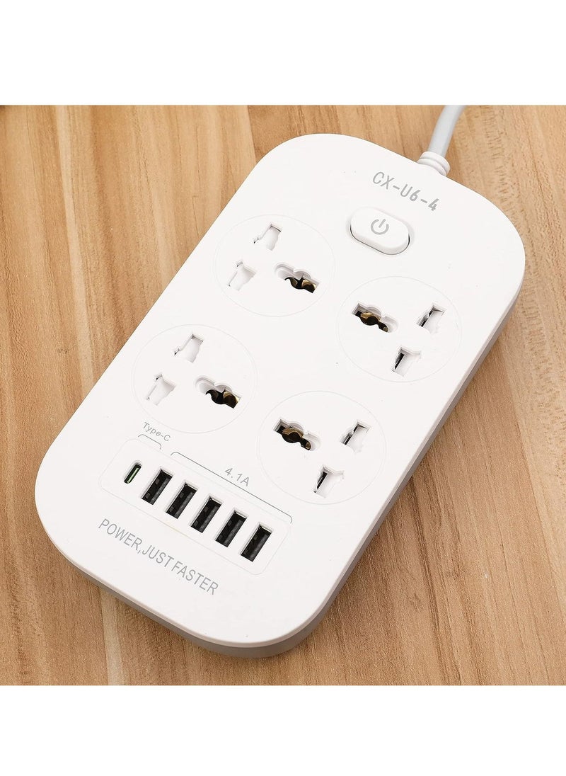 TYCOM - Tycom Power Strip Surge Protector with USB- Extension Cord Flat Plug with Widely 4 AC Outlet and 5 USB + 1 PD port, Small Desktop Station with 6 ft Power Cord, Compact Socket - Image 1