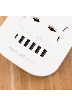 TYCOM Tycom Power Strip Surge Protector with USB- Extension Cord Flat Plug with Widely 4 AC Outlet and 5 USB + 1 PD port, Small Desktop Station with 6 ft Power Cord, Compact Socket  - Image 5