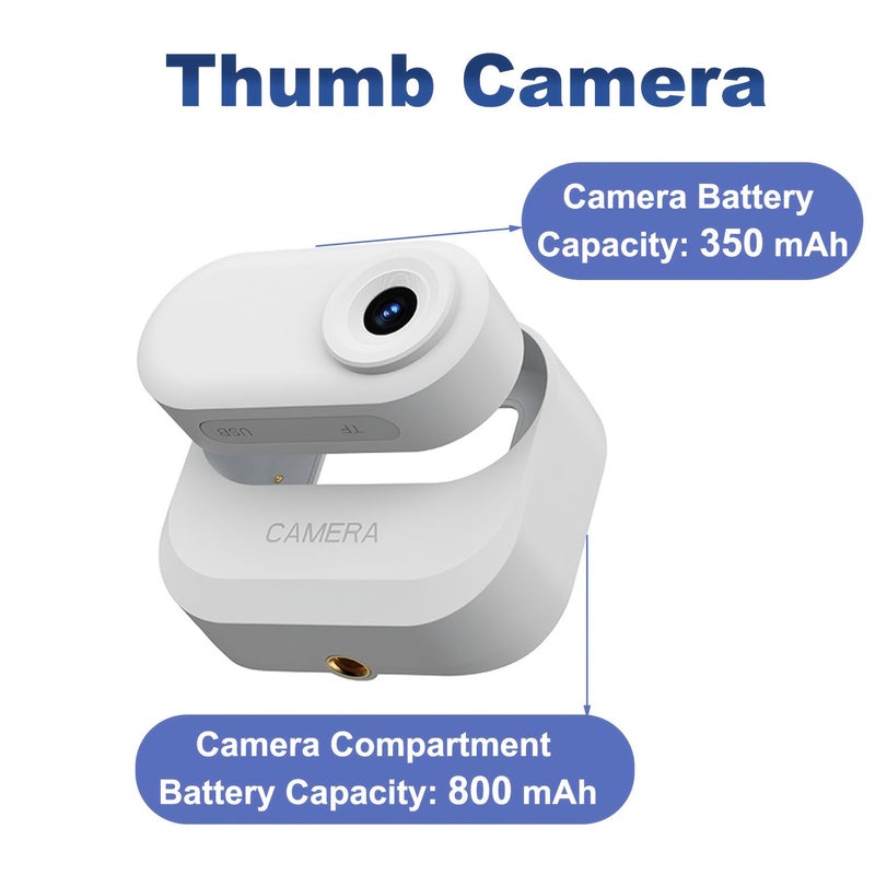 White 1080P FHD Wearable Thumb Camera USB Charging with 800mAh Case for Vlogging Pet Cycling Travel - Image 2