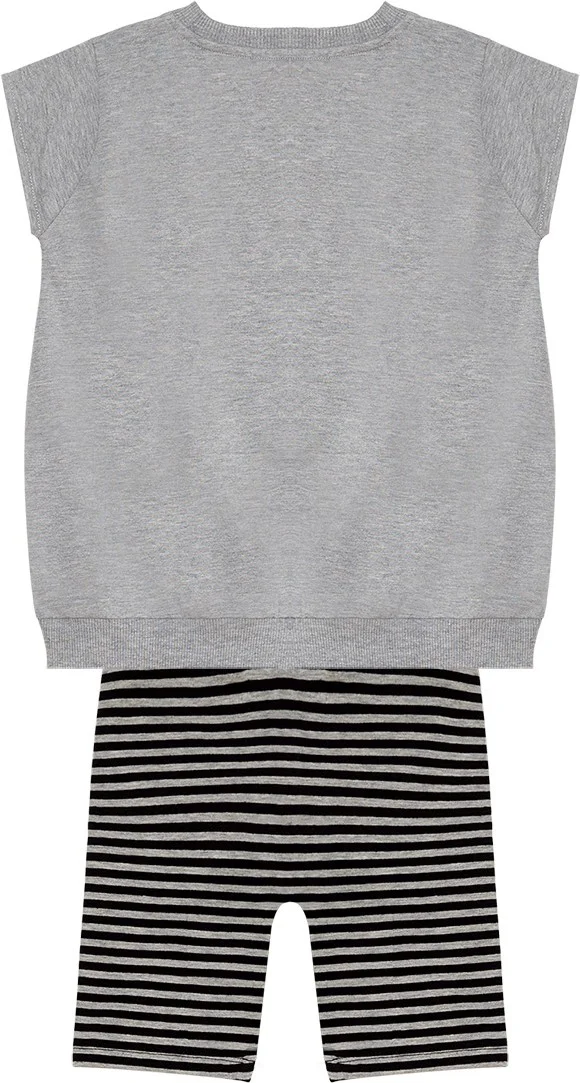 Denokids Elegant Unicorn Girl Gray Black Tunic Leggings Set