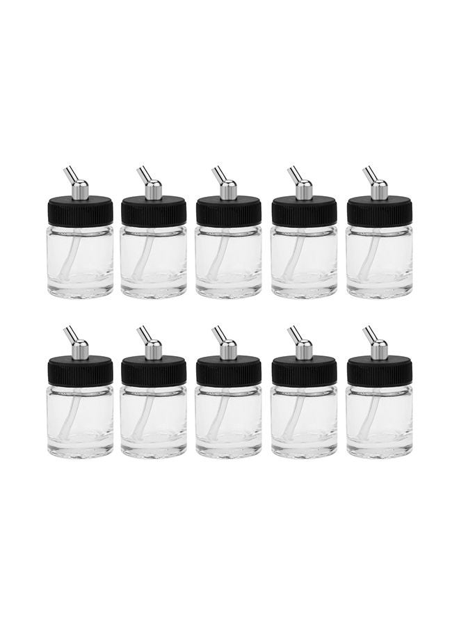 NIBEMINENT 10-Piece Glass Bottles Airbrush Set Clear 18.5x7.5x8centimeter  - Image 1
