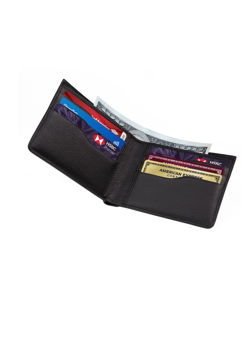 سكينزبي محفظة نحيفة للرجال جلد طبيعي Bifold Rfid المحمية باللون الأسود - Image 1