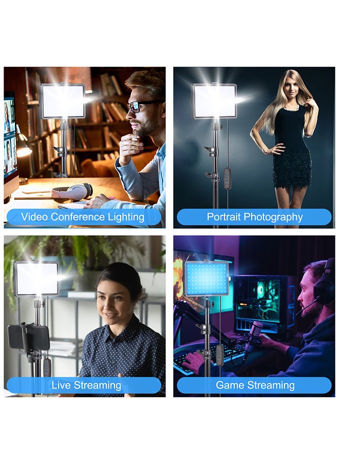Generic - 2 Pack USB LED Video Lights Kit Bi-Color Temperature Fill Lights 10-Level Brightness with Light Stands Color Filters for Video Conference Lighting Live Streaming Video Recording Product Photography - Image 1