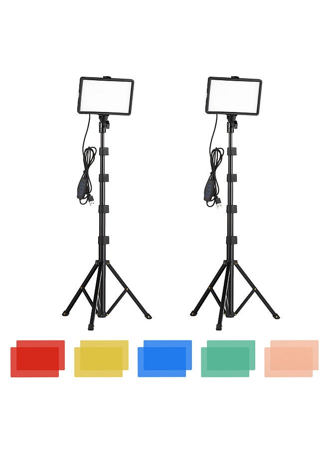 Generic - 2 Pack USB LED Video Lights Kit Bi-Color Temperature Fill Lights 10-Level Brightness with Light Stands Color Filters for Video Conference Lighting Live Streaming Video Recording Product Photography - Image 1