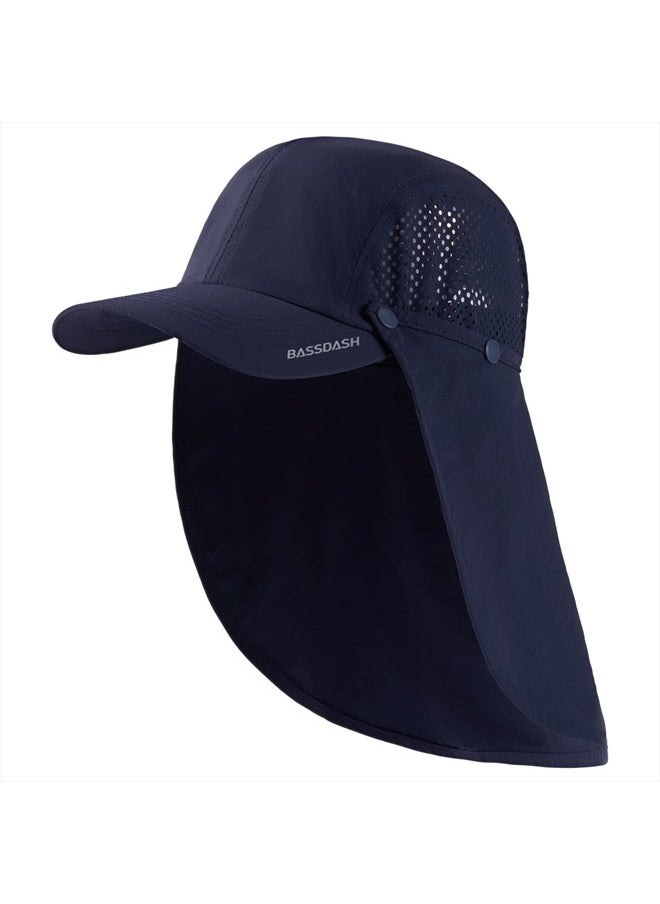 BASSDASH - UPF 50+ Foldable Fishing Hat Baseball Cap with Removable Neck Flap Portable for Men Women Golf Hiking - Image 1