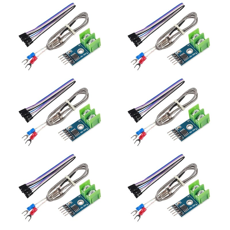 ACEIRMC DC 3-5V MAX6675 Module + K Type Thermocouple Temperature Sensor Thermocouple Sensor Set M6 Screw Compatible with Raspberry Pi Arduino (6pcs) - Image 1