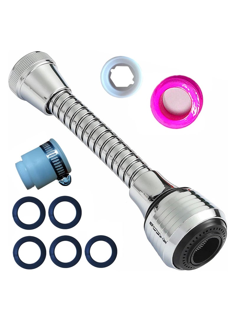 GOTOONE Flexible Faucet Sprayer 360 ° Kitchen Sink Aerator ABS Polished Chrome for Cold Hot Water (Silver） - Image 5