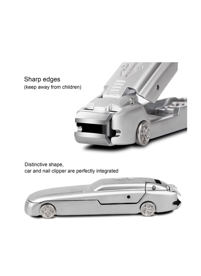 Nail Clipper Set, Creative Car Styling Stainless Steel Fingernail Clipper Cutters, Splash-Proof Design with Beautiful Metal Case, with Metal Box and Nail File, for Pedicure, Men & Women - Image 4