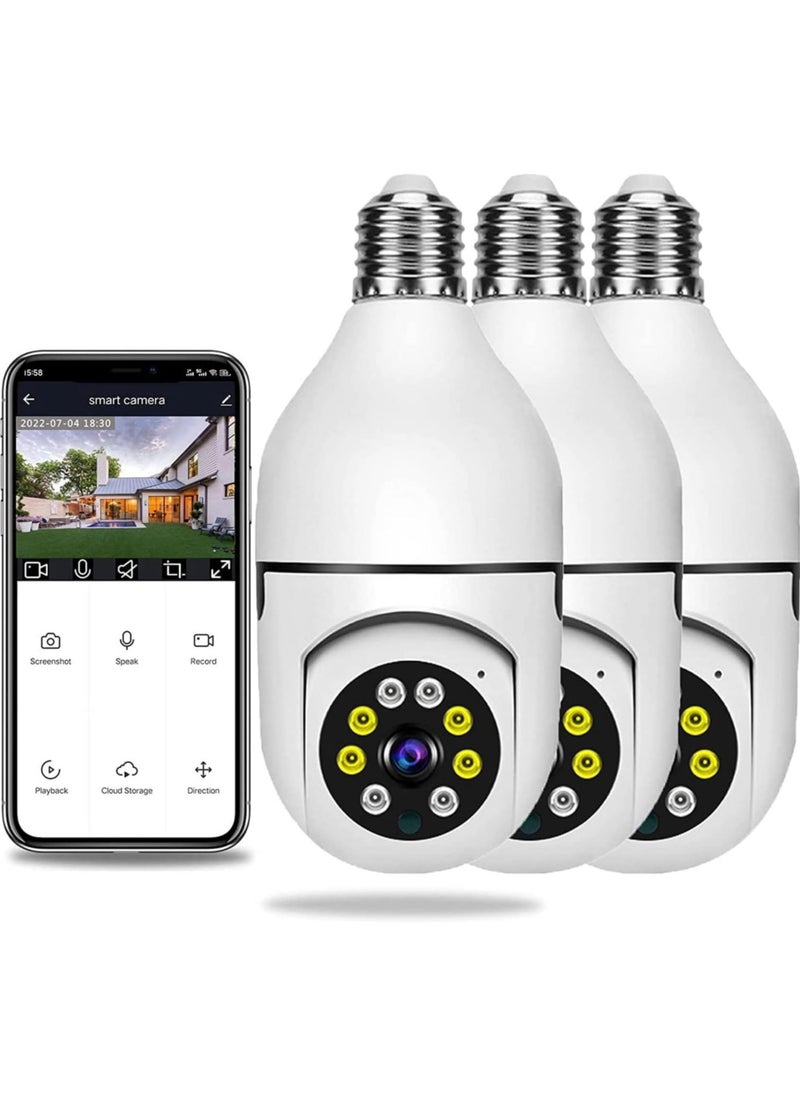 ELTRAZONE ELTERAZONE 3PCS Wireless Light Bulb Camera Outdoor 360 Degree WiFi Security Dome Cameras, 1080p Night Vision Bulb Cameras for Home,Support Cloud Storage & SD Card  - Image 1