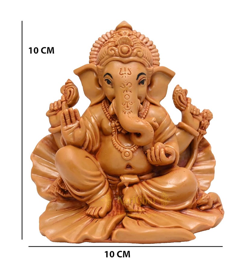 KariGhar Ganesh ji Ganpati Bappa Shoeflower Idol for Car Dashboard House Warming Puja Ghar Diwali Gifting 4 inch - Image 2