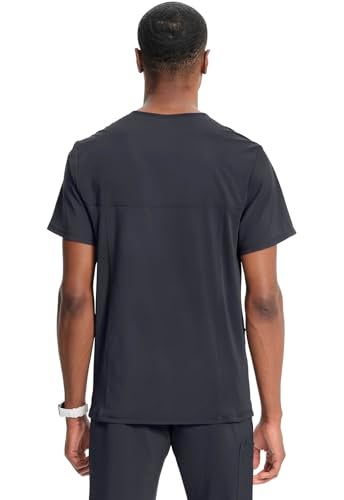 Cherokee Infinity V- Neck Men's Scrub Top with Rib Knit Back Panels CK900A, M, Pewter - Image 2