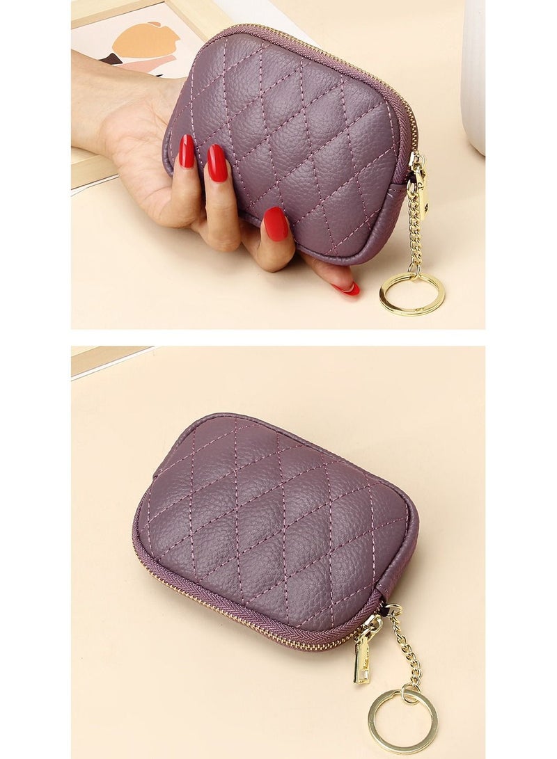 Loquat Zipper Rhombic Mini Purse Purple 