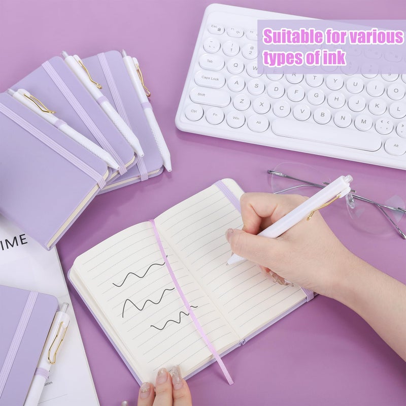 Aodaer 50 Sets Pocket Notebook Journal With Pens  160 Pages  3.5 X 5.5 Inch Mini Lined Journal Notebook A6 Leather Hardcover College Ruled Notepad With Pen Holder For School Office Gifts  Lavender - Image 5