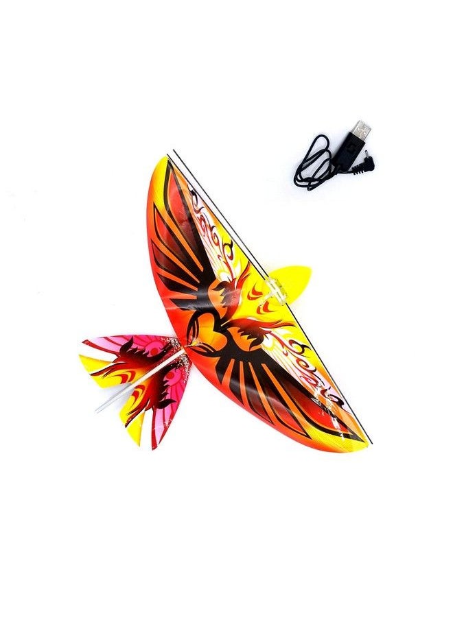 MukikiM - Self Flying Ebird Orange Phoenix Electronic Flying Bird Drone Toy. Adjust The Rudder To Make The Flapping Wings Bird Fly Forward And Back To You. 3 Flying Models! No Remote Control Needed - Image 1
