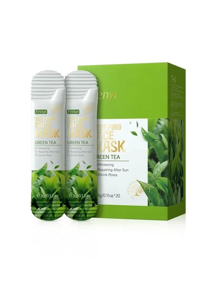 Green Tea Essence Sleeping Mask for Skin Hydration, Skin Tightening, Pore Purification And Acne Removal. 3 Grams in 20 Sachets