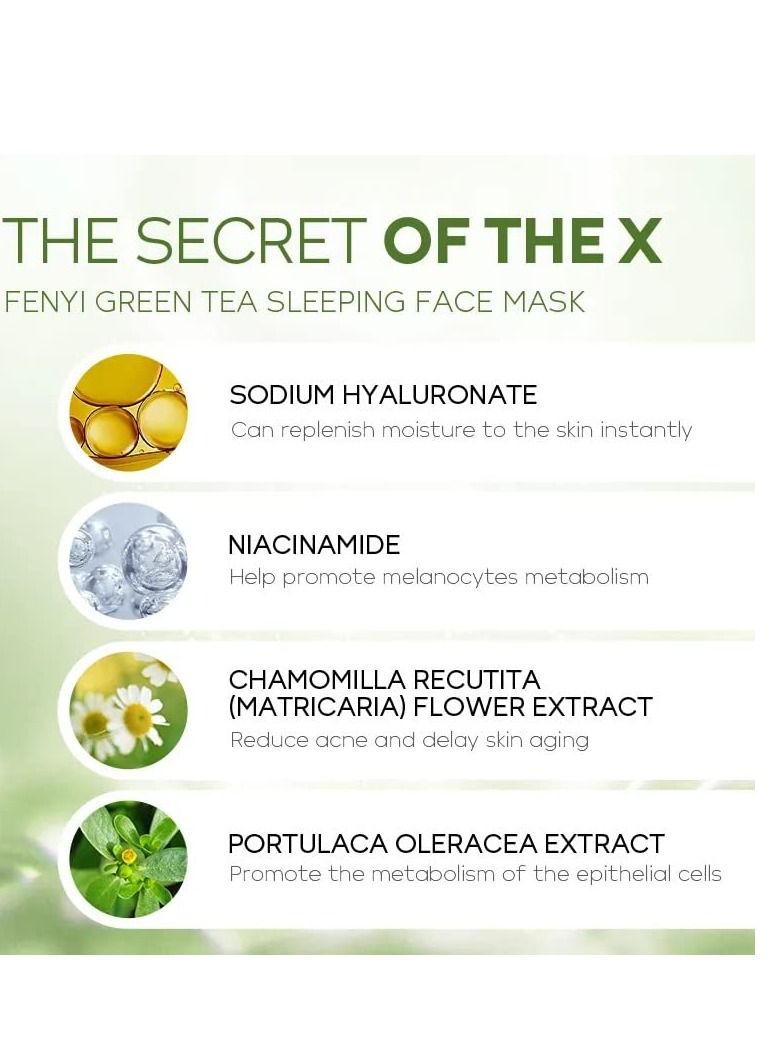 Green Tea Essence Sleeping Mask for Skin Hydration, Skin Tightening, Pore Purification And Acne Removal. 3 Grams in 20 Sachets