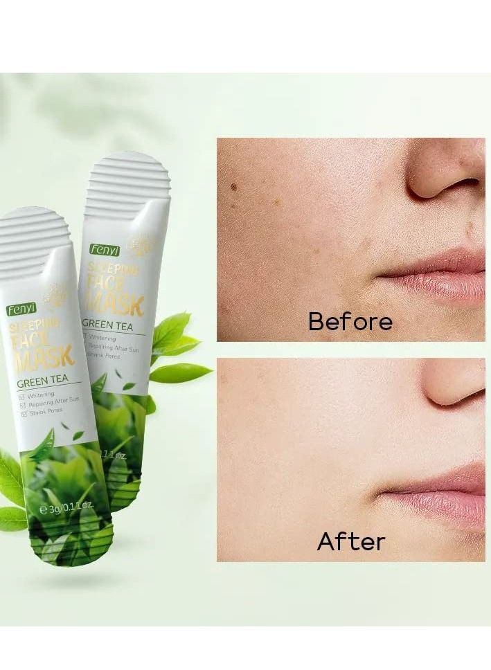 Green Tea Essence Sleeping Mask for Skin Hydration, Skin Tightening, Pore Purification And Acne Removal. 3 Grams in 20 Sachets