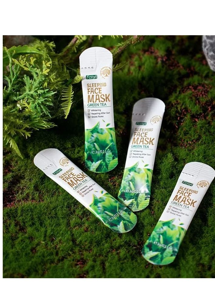 Green Tea Essence Sleeping Mask for Skin Hydration, Skin Tightening, Pore Purification And Acne Removal. 3 Grams in 20 Sachets
