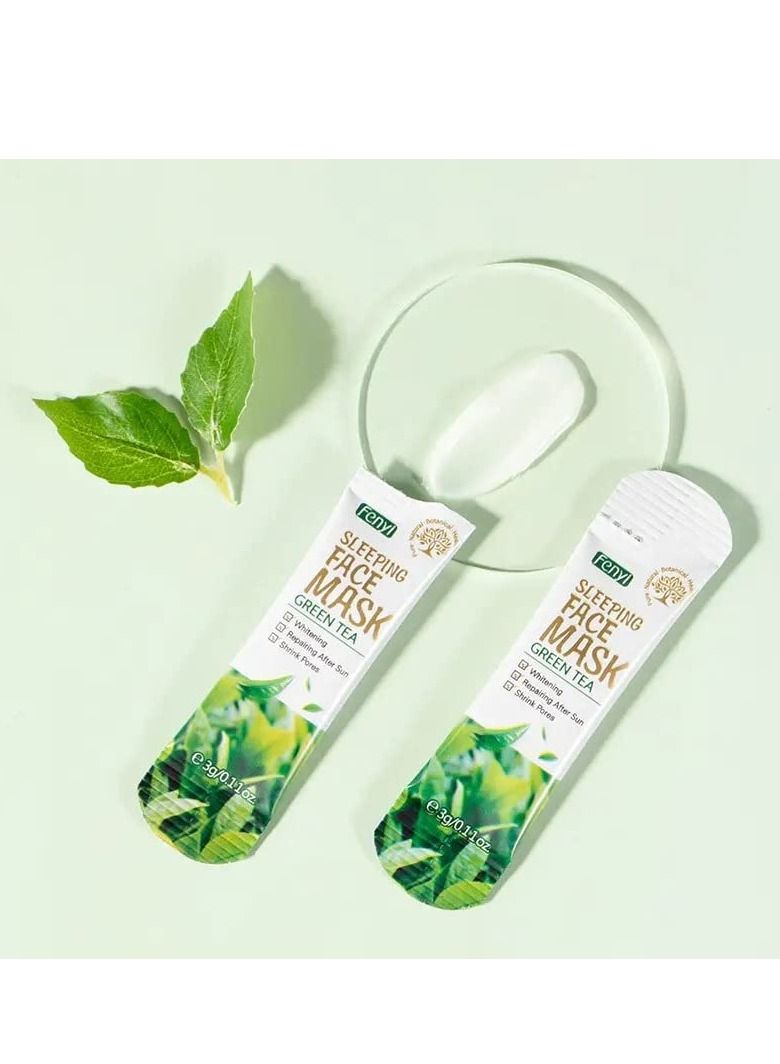 Green Tea Essence Sleeping Mask for Skin Hydration, Skin Tightening, Pore Purification And Acne Removal. 3 Grams in 20 Sachets