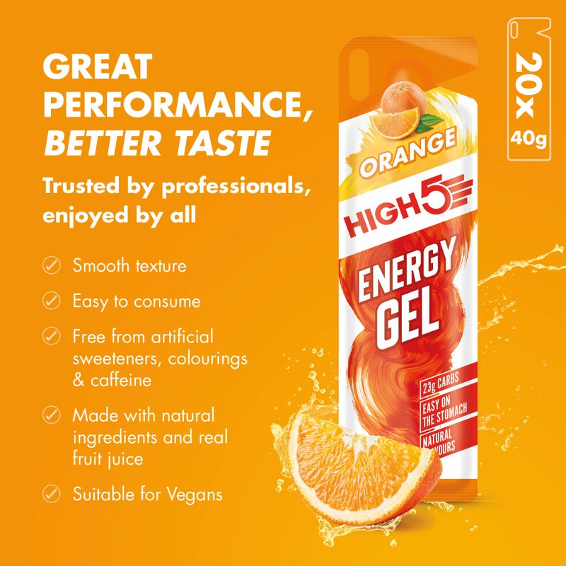 High5 Sport Gel Running Pack - Energy Sachets for Quick Fuel - Natural Fruit Juice, With & Without Caffeine - Perfect for Intense Training: Running, Cycling, Ironman, Football (Mixed Flavours, 20x40g) - Image 4