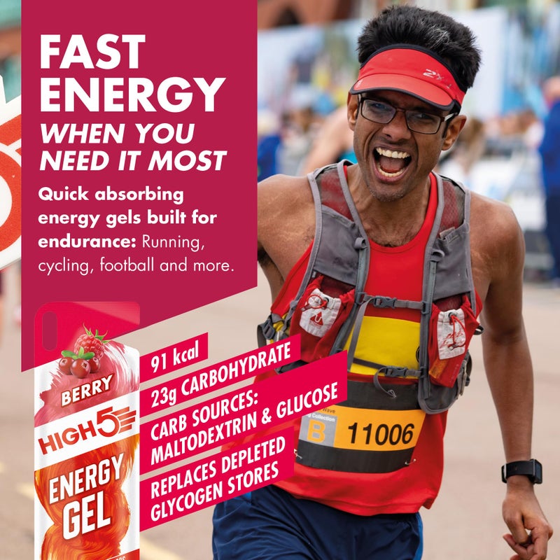High5 Sport Gel Running Pack - Energy Sachets for Quick Fuel - Natural Fruit Juice, With & Without Caffeine - Perfect for Intense Training: Running, Cycling, Ironman, Football (Mixed Flavours, 20x40g) - Image 3