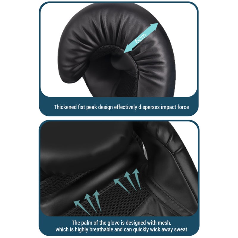 Kickboxing Training Gloves 12oz Black And Gold: High Quality PU Leather Wear-Resistant - Triple-Density Foam Core Shock Absorption Punching Bag Gloves for Boxing MMA Sandbag Training - Image 2